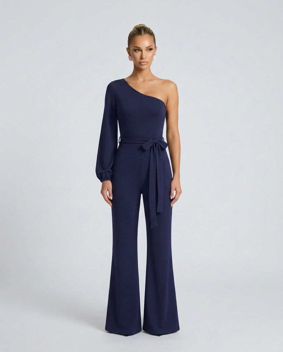 Gail | One-Shoulder Jumpsuit with Tie Waist