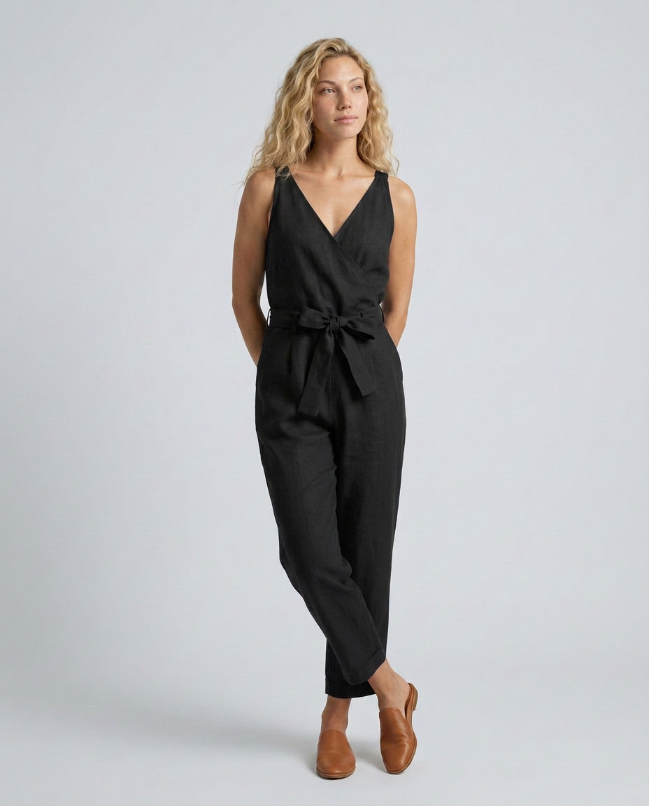 Haley | Linen-Blend Jumpsuit with Tie Waist