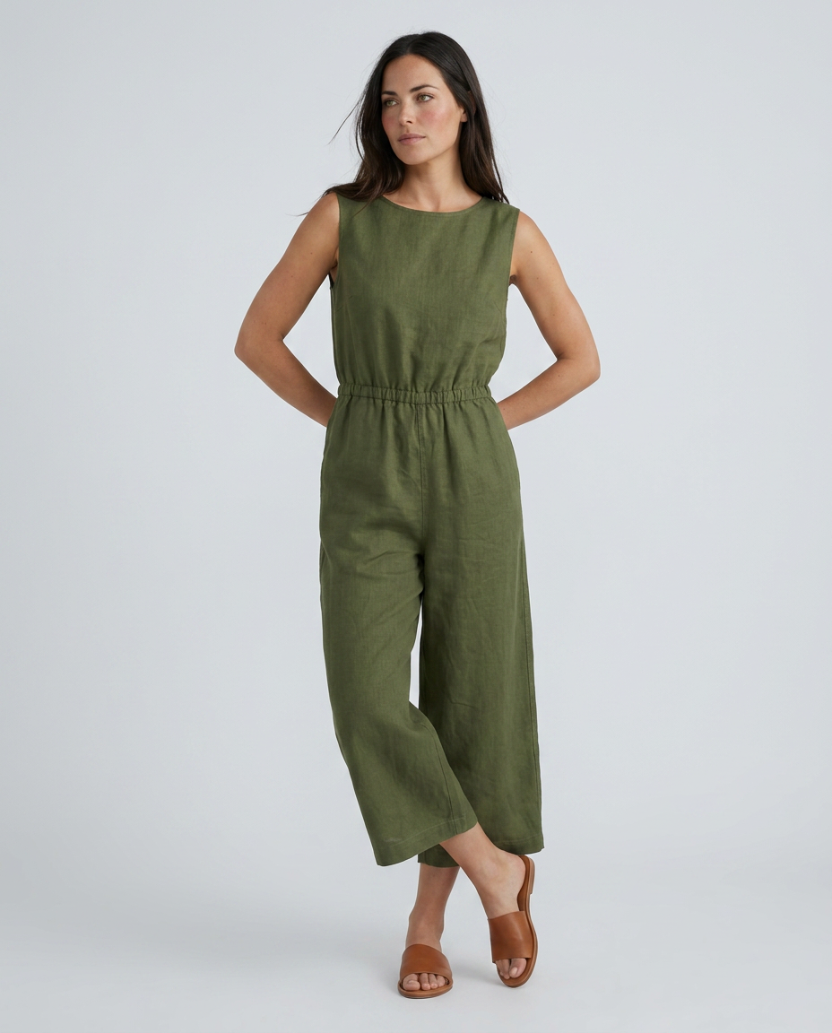 Laura | Linen-Blend Jumpsuit with Wide Legs