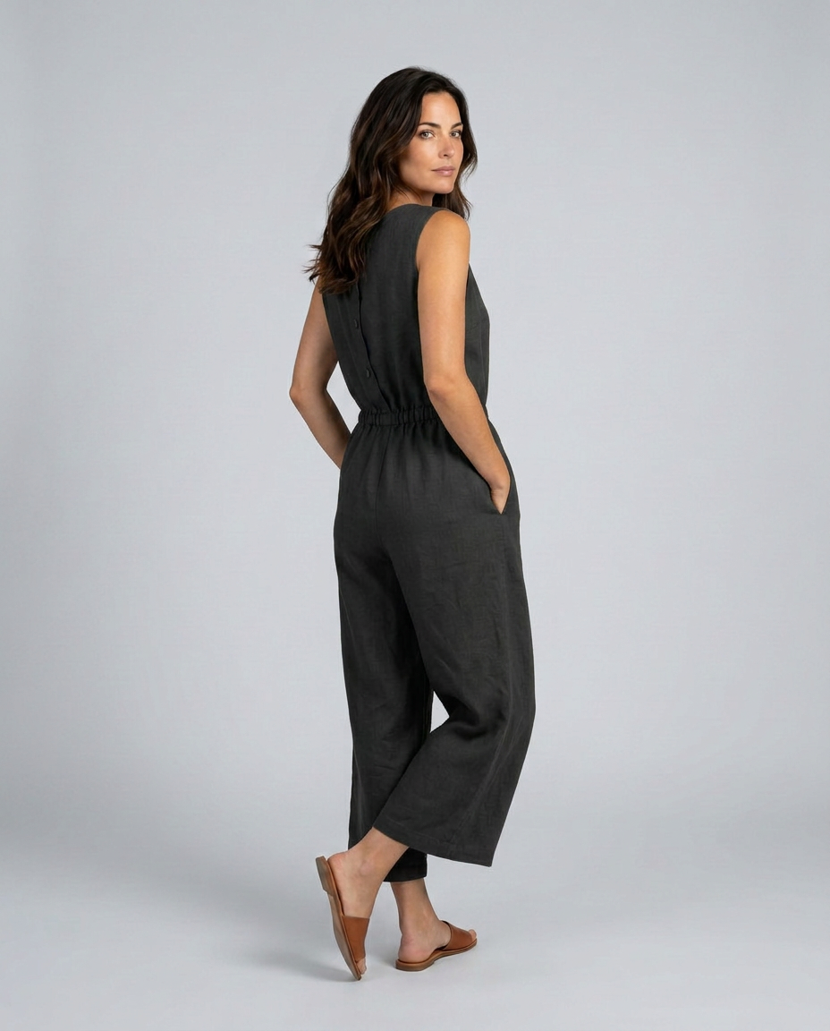 Laura | Linen-Blend Jumpsuit with Wide Legs