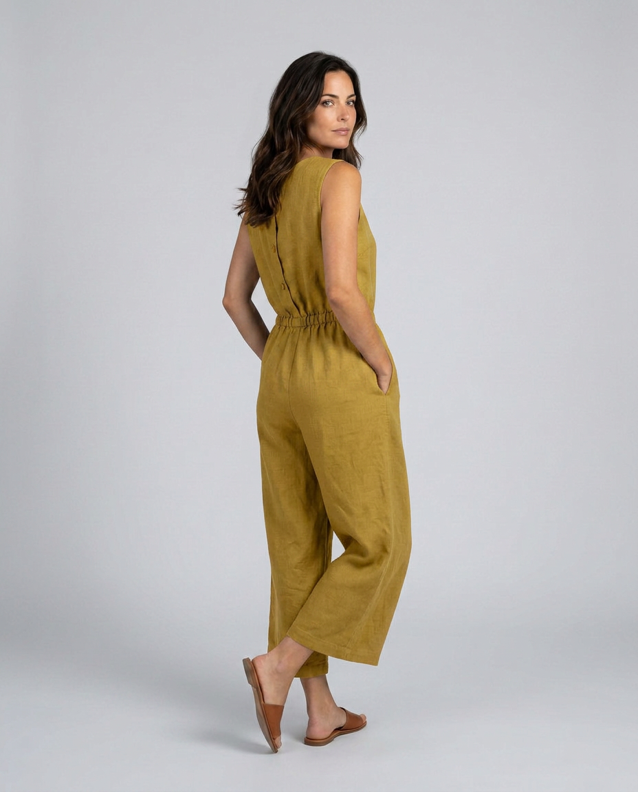 Laura | Linen-Blend Jumpsuit with Wide Legs