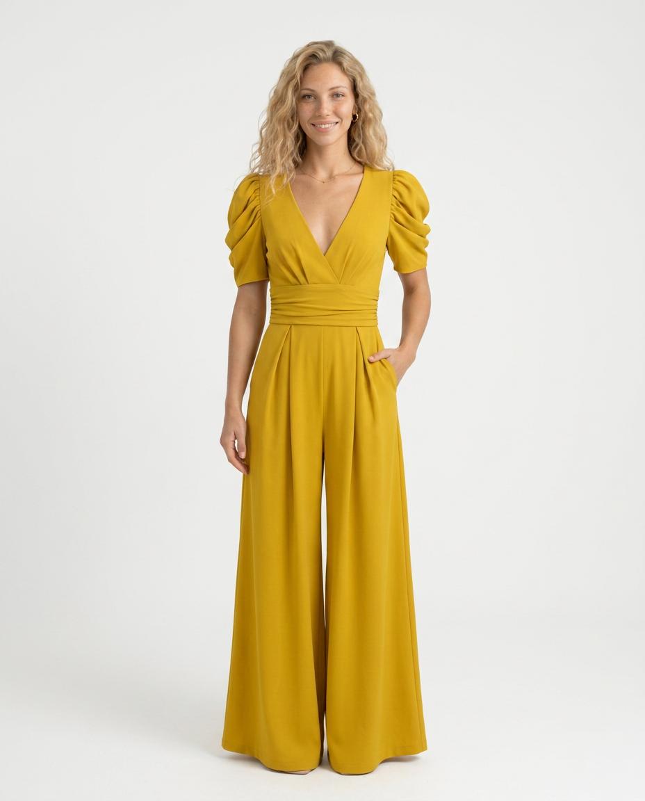 Melody | Wide-Leg Jumpsuit with Puff Sleeves