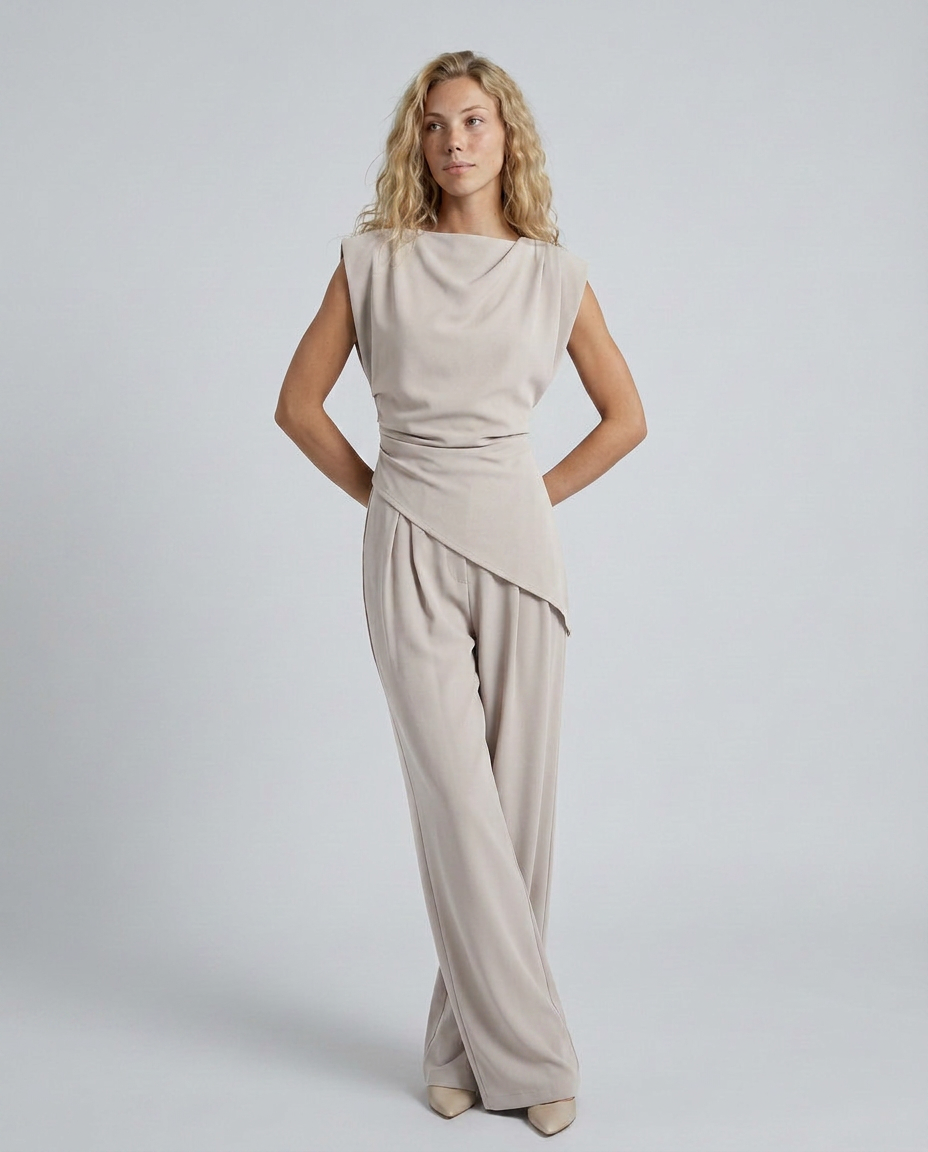 Lidia | Wide-Leg Jumpsuit with Draped Bodice