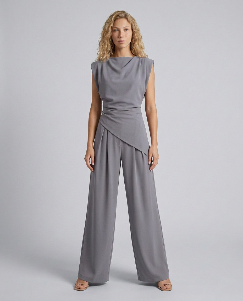 Lidia | Wide-Leg Jumpsuit with Draped Bodice