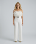 Darcy | Jumpsuit with Feather Detail Bodice