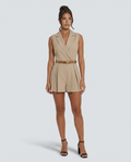 Francesca | Sleeveless Playsuit with Lapel Collar