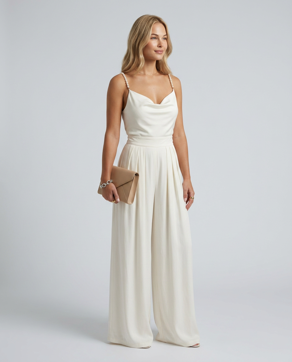 Noelle | Cowl Neck Jumpsuit with Straight-Leg Trousers