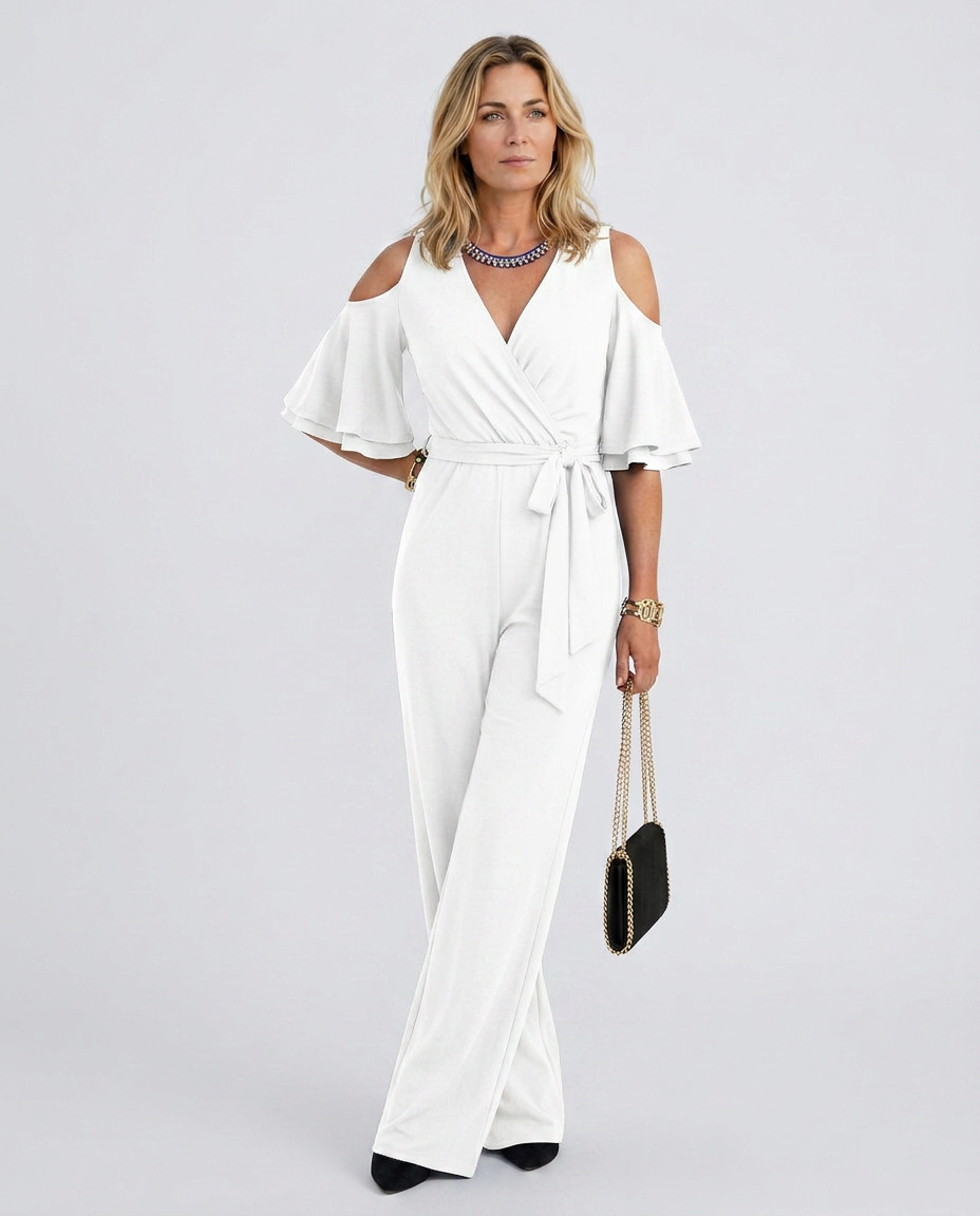 Alison | Cold Shoulder Jumpsuit with Wide-Leg Trousers