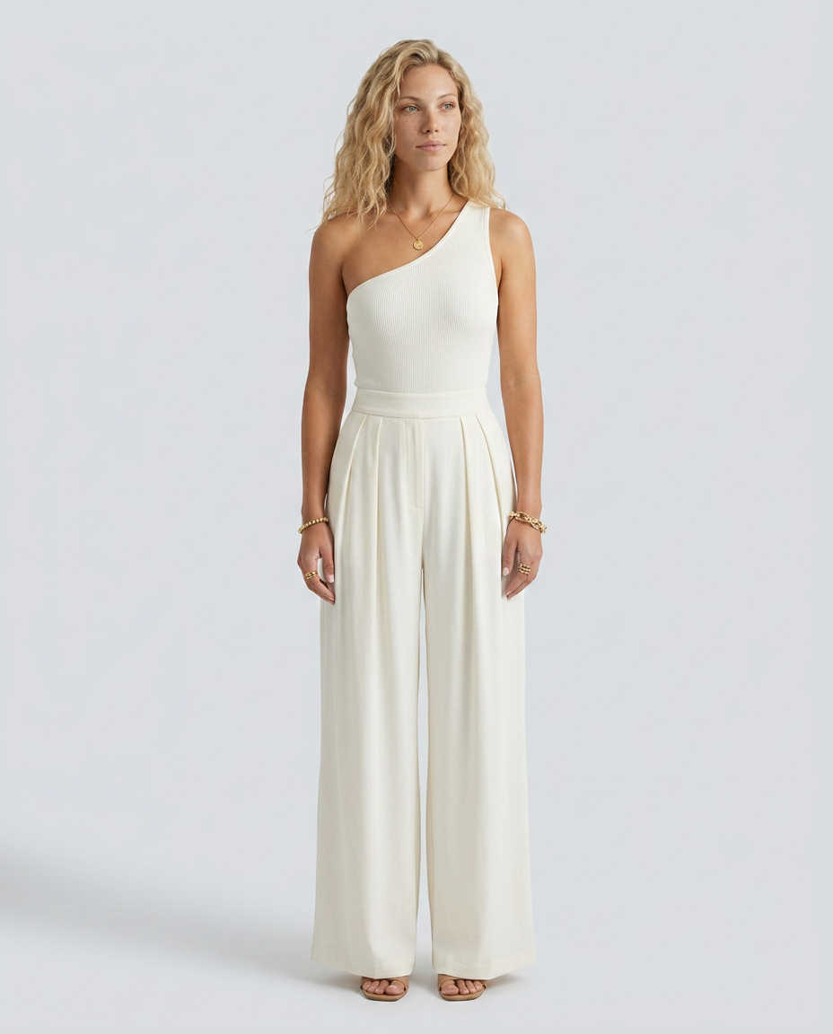 Eloise | One-Shoulder Jumpsuit with Wide-Leg Trousers