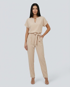 Emma | Belted Jumpsuit with Keyhole Neckline