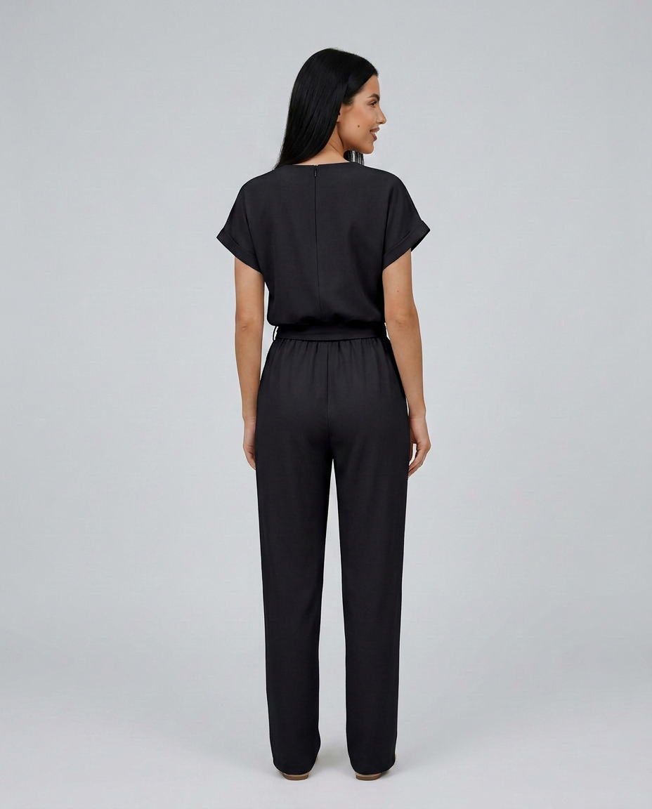 Emma | Belted Jumpsuit with Keyhole Neckline