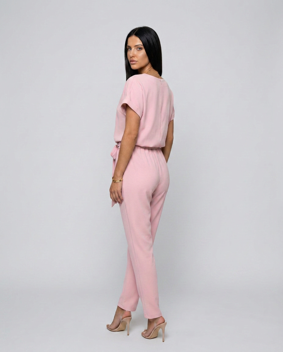 Emma | Belted Jumpsuit with Keyhole Neckline