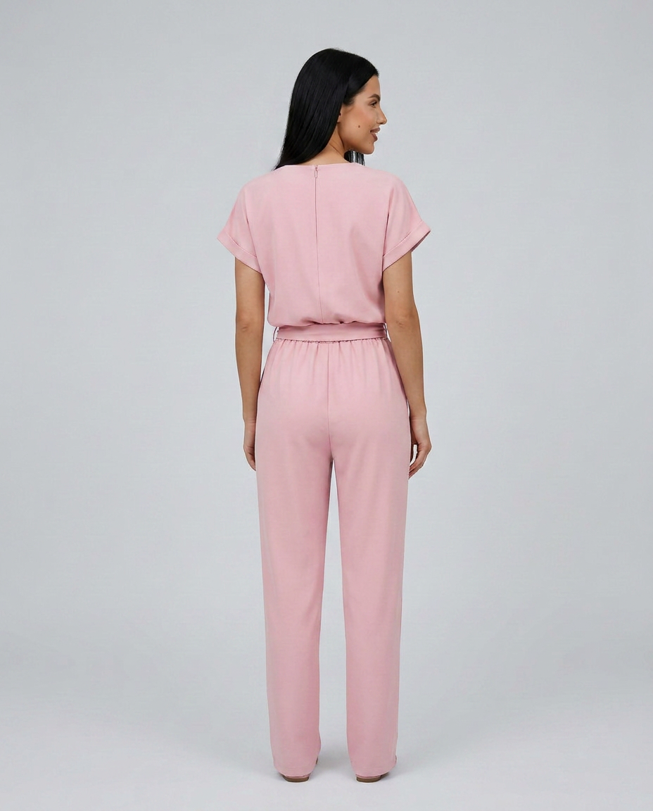 Emma | Belted Jumpsuit with Keyhole Neckline