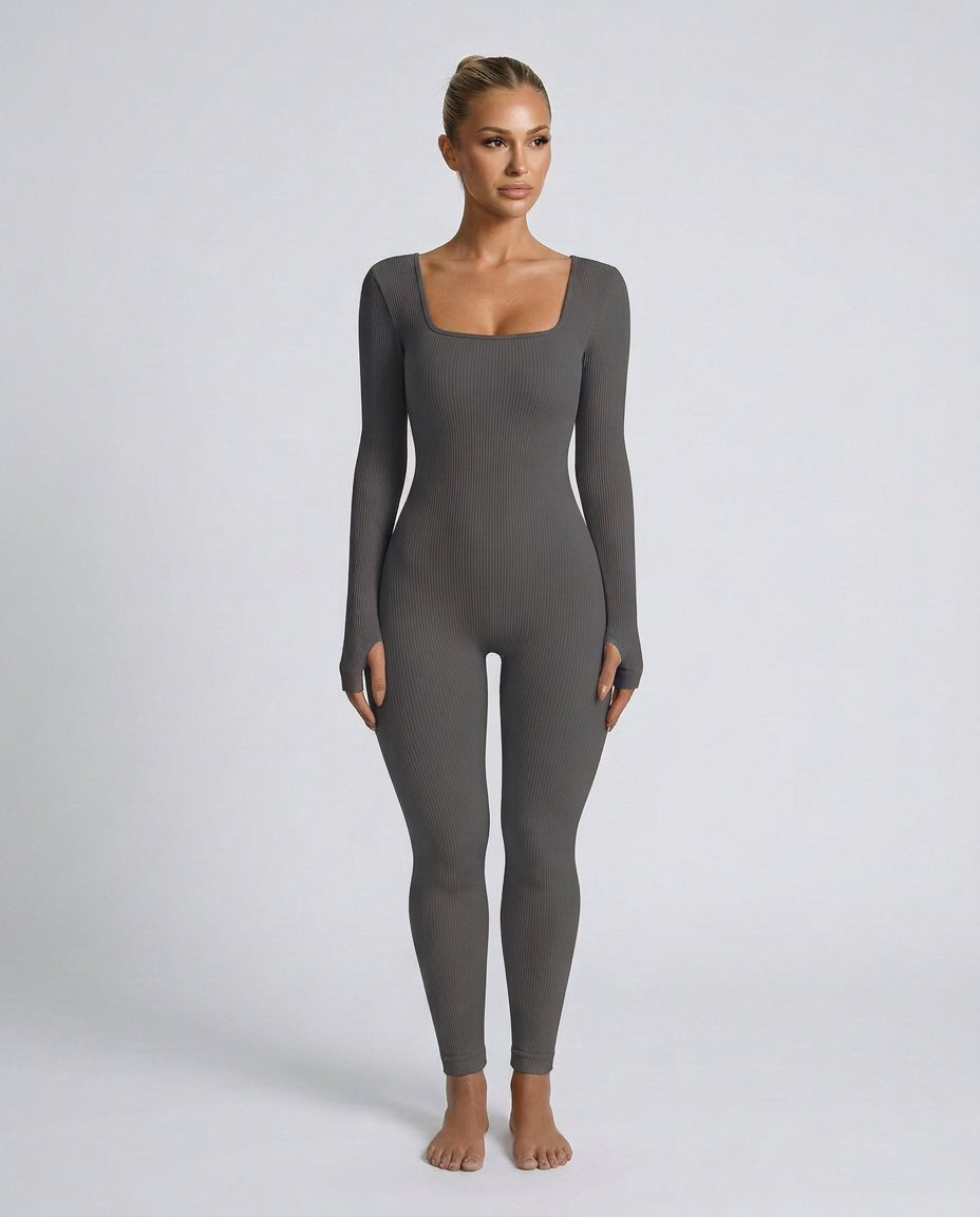 Gina | Ribbed Fitted Jumpsuit with Long Sleeves