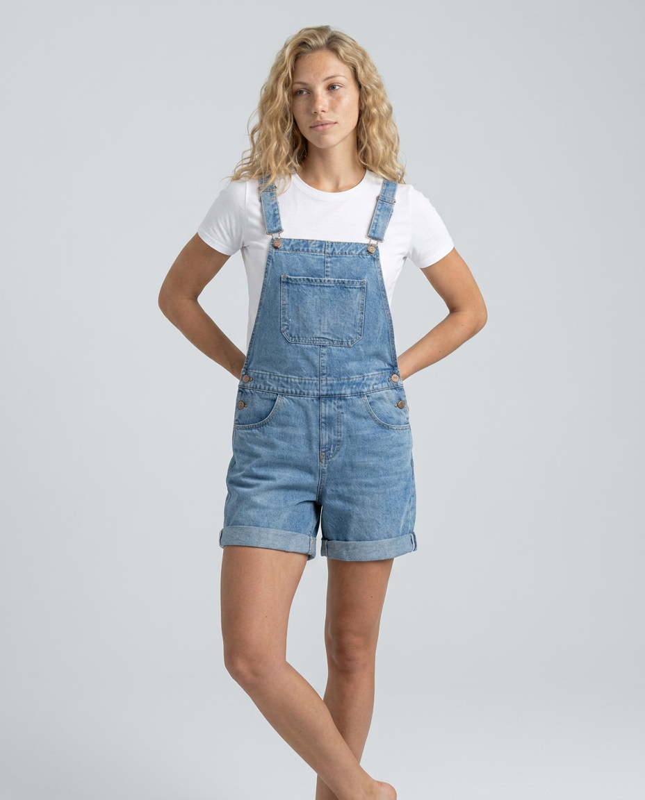 Ester | Denim Short Overalls with Adjustable Straps
