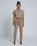Jill | Jumpsuit with Waist Tie and Short Sleeves