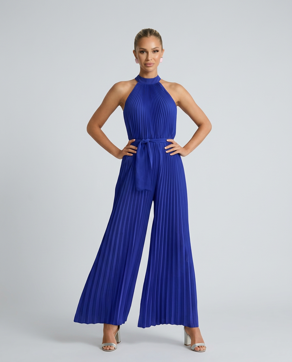 Alyce | Pleated Jumpsuit with Wide-Leg Trousers