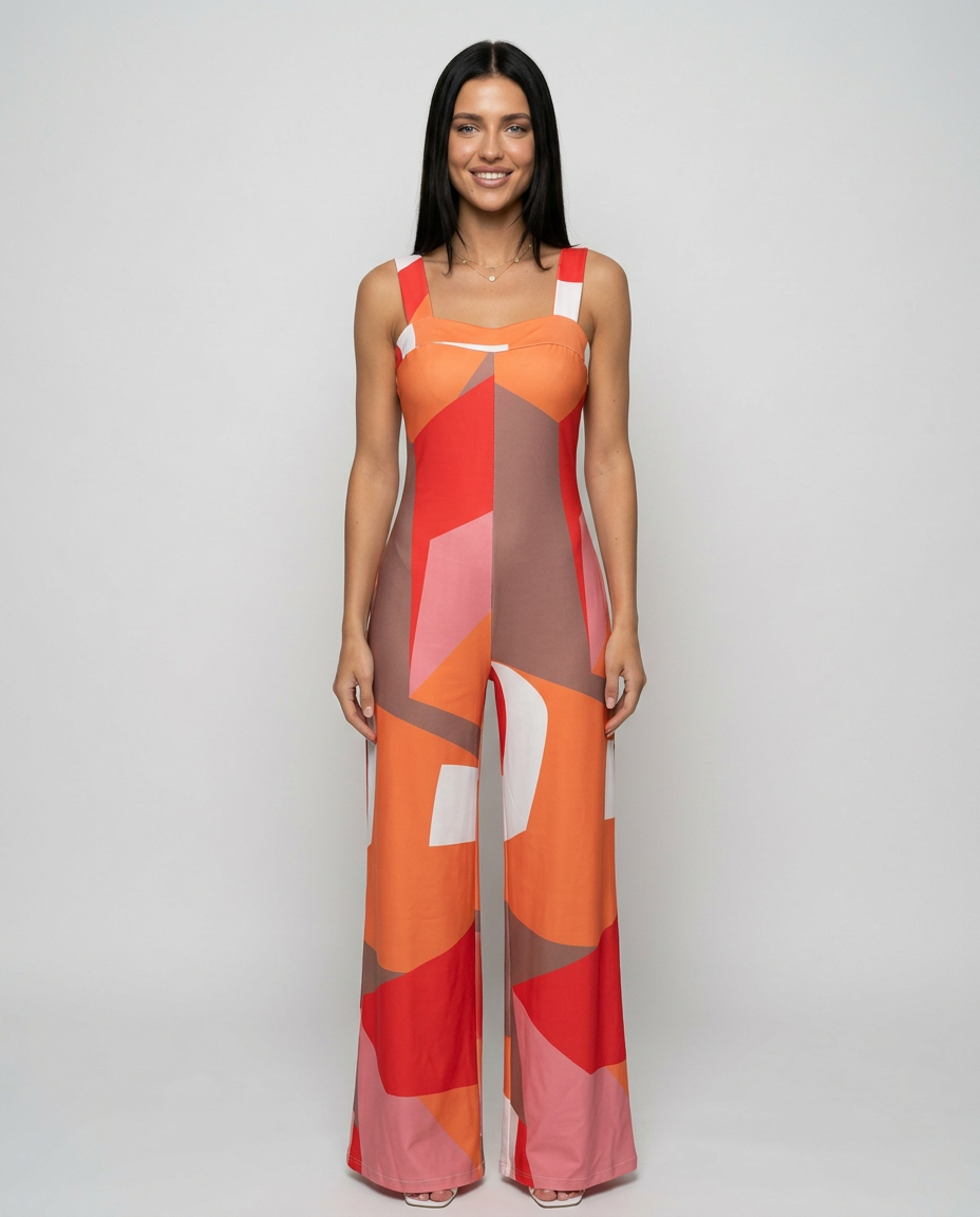 Rowena | Printed Wide-Leg Jumpsuit with Side Pockets