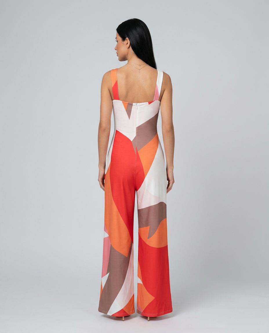 Rowena | Printed Wide-Leg Jumpsuit with Side Pockets