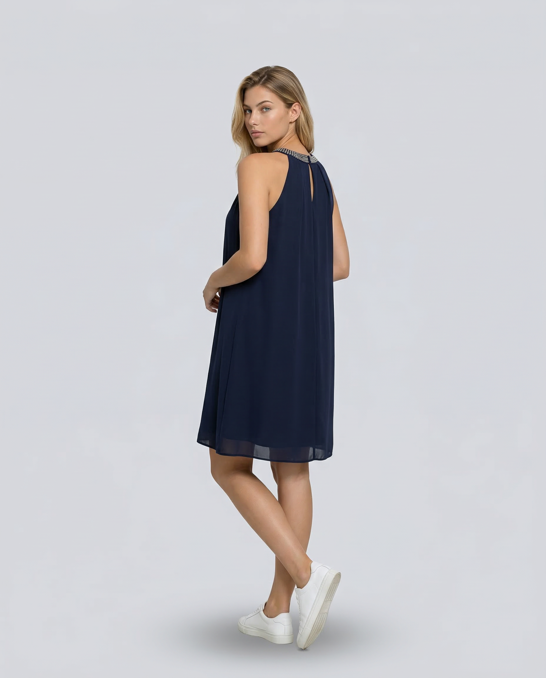 Natalie | Mini Dress with Embellished Halter Neck