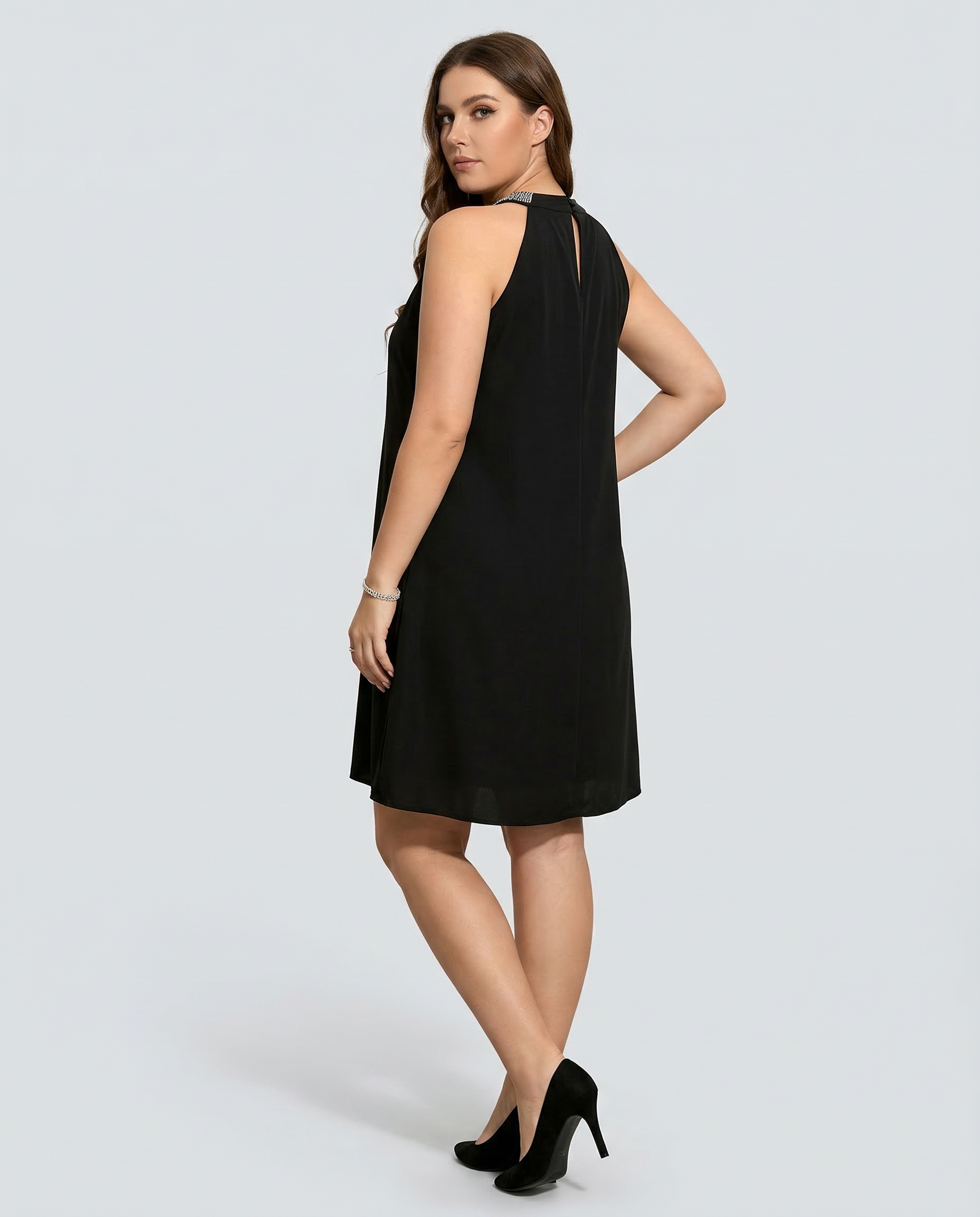 Natalie | Mini Dress with Embellished Halter Neck