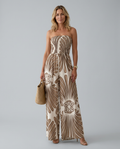 Estelle | Printed Wide-Leg Strapless Jumpsuit