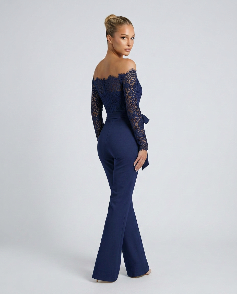 Jodi | Lace Off-Shoulder Jumpsuit with Straight-Leg Fit