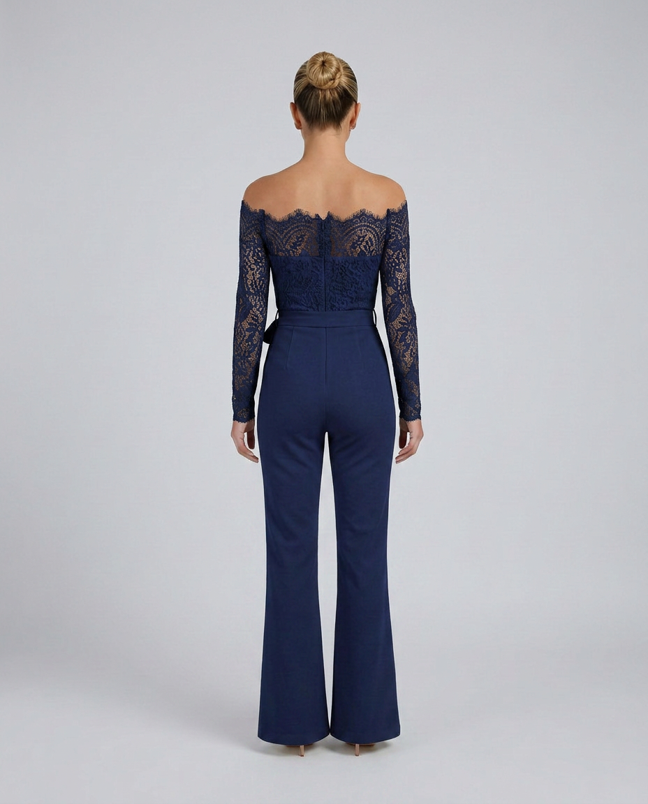 Jodi | Lace Off-Shoulder Jumpsuit with Straight-Leg Fit
