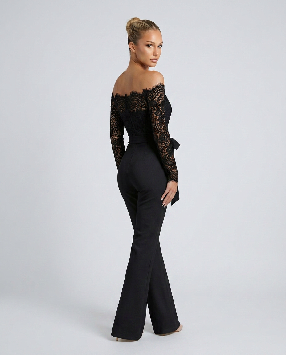 Jodi | Lace Off-Shoulder Jumpsuit with Straight-Leg Fit