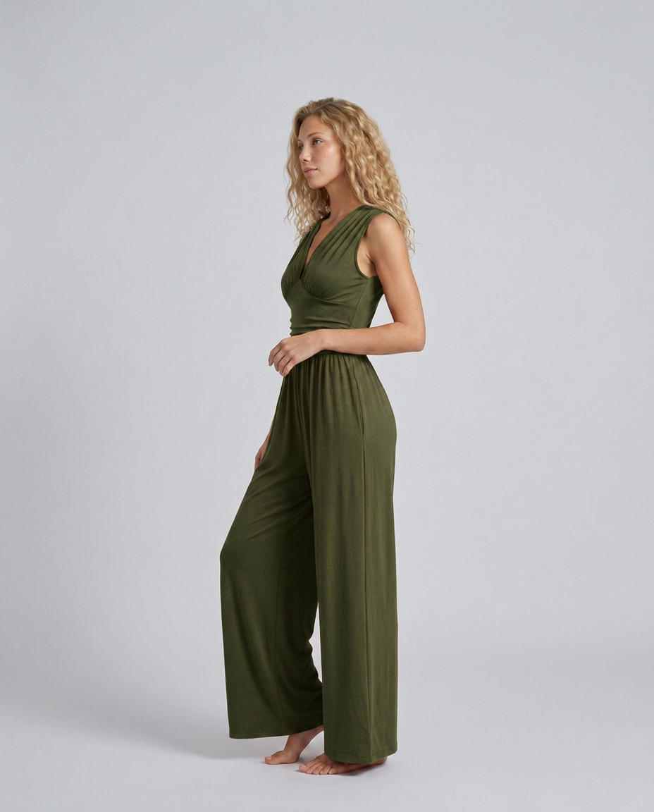 Keri | Satin-Style Jumpsuit with Halter Neck Detail