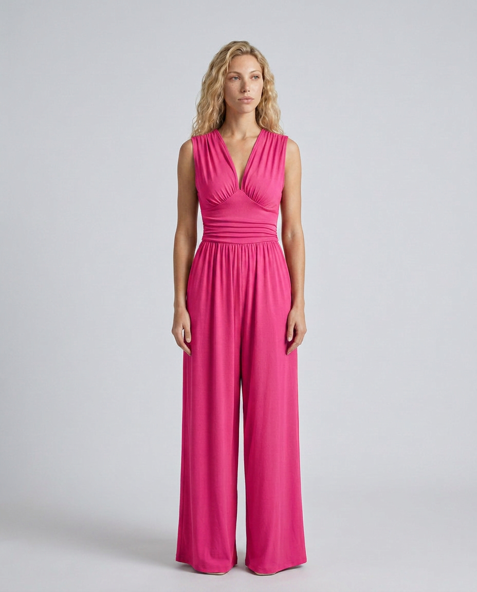 Keri | Satin-Style Jumpsuit with Halter Neck Detail