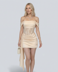 Amara | Corset Mini Dress with Draped Skirt