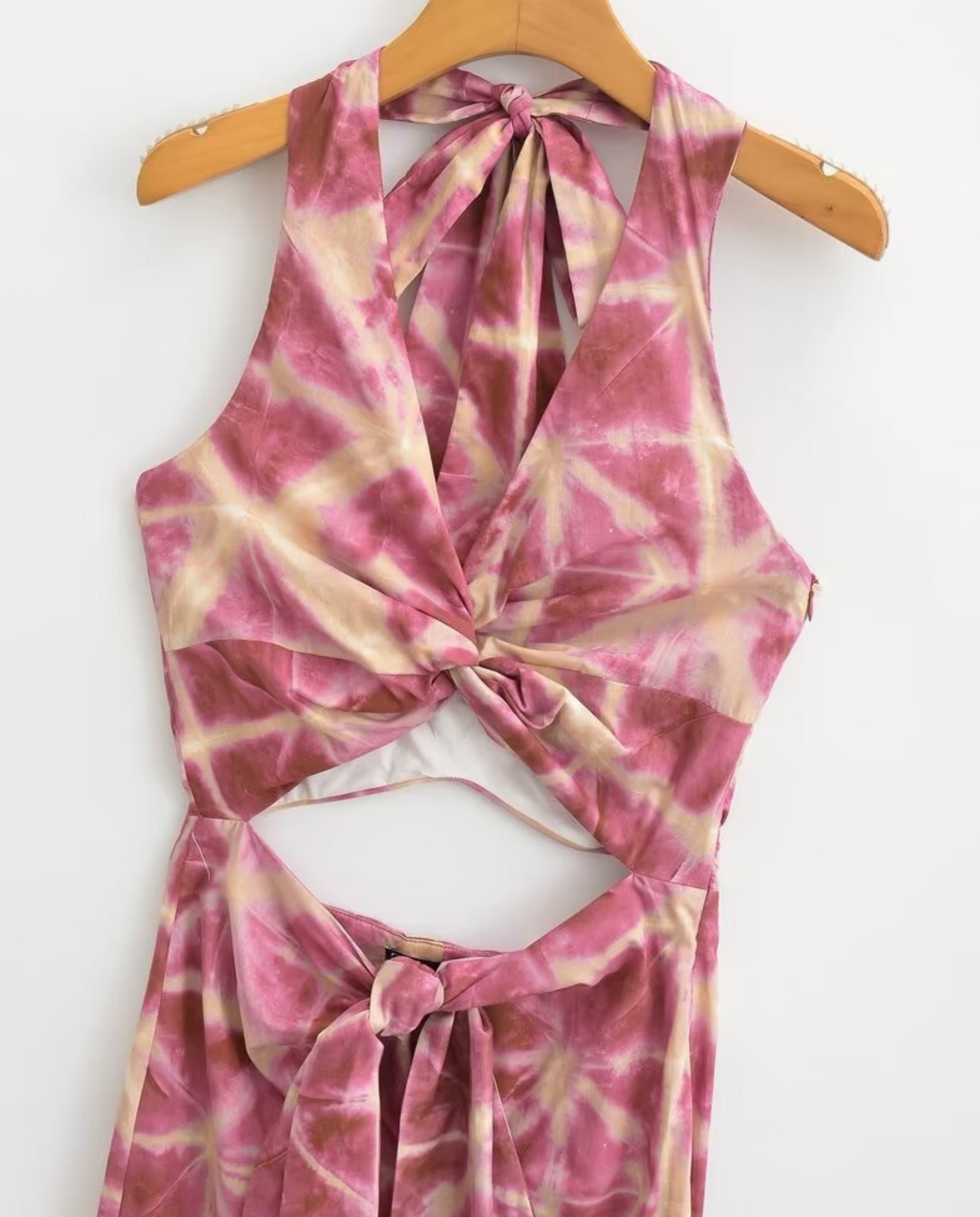 Brooklyn | Tie & Dye Draped Midi Dress with Front Knot