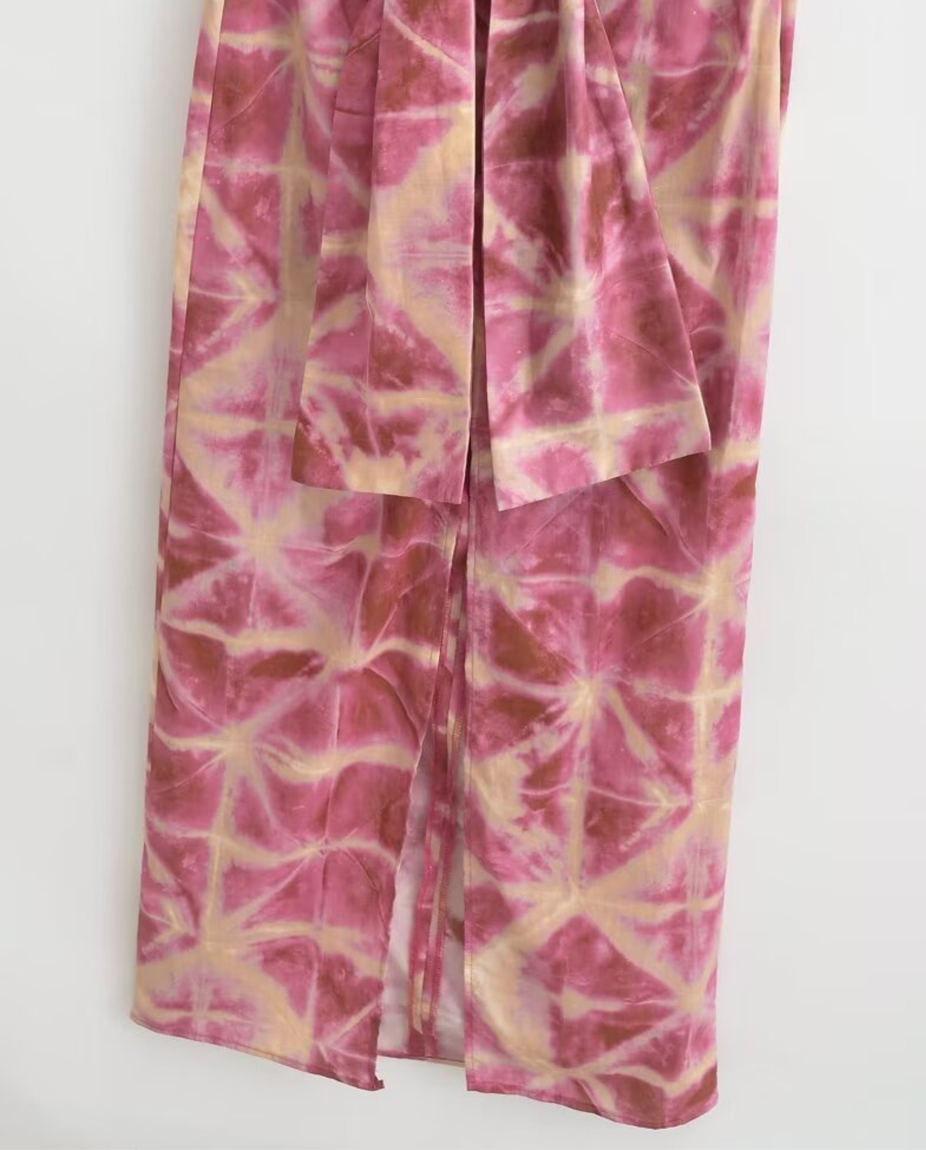 Brooklyn | Tie & Dye Draped Midi Dress with Front Knot