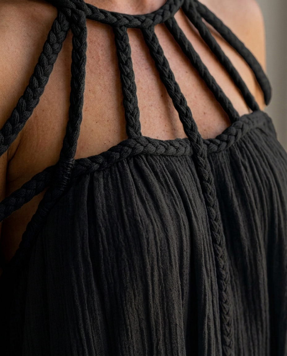 Celeste | Pleated Maxi Dress with Cut-Out Neckline