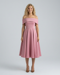 Amy | Off-Shoulder Midi Dress with Pleated Skirt
