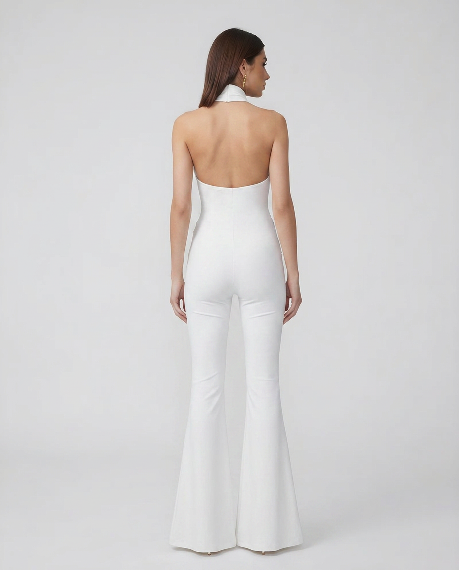 Brandi | Halter Neck Jumpsuit with Flared Leg