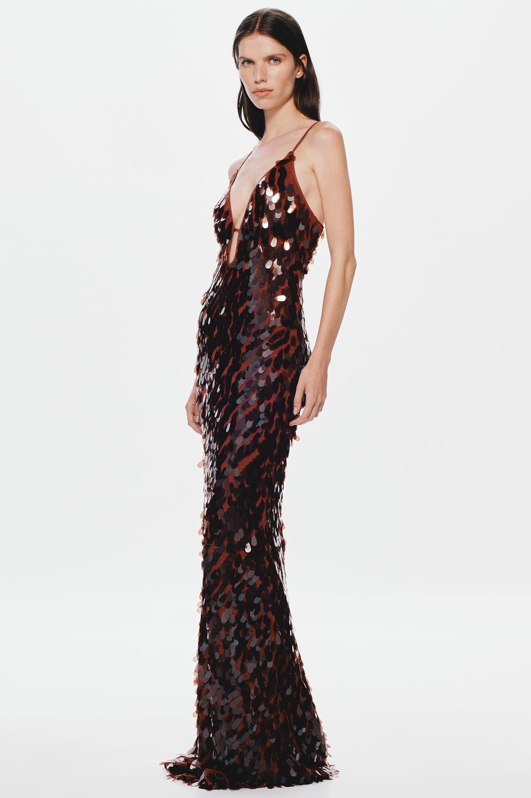 Kira | Sequin V-Neck Sleeveless Maxi Dress