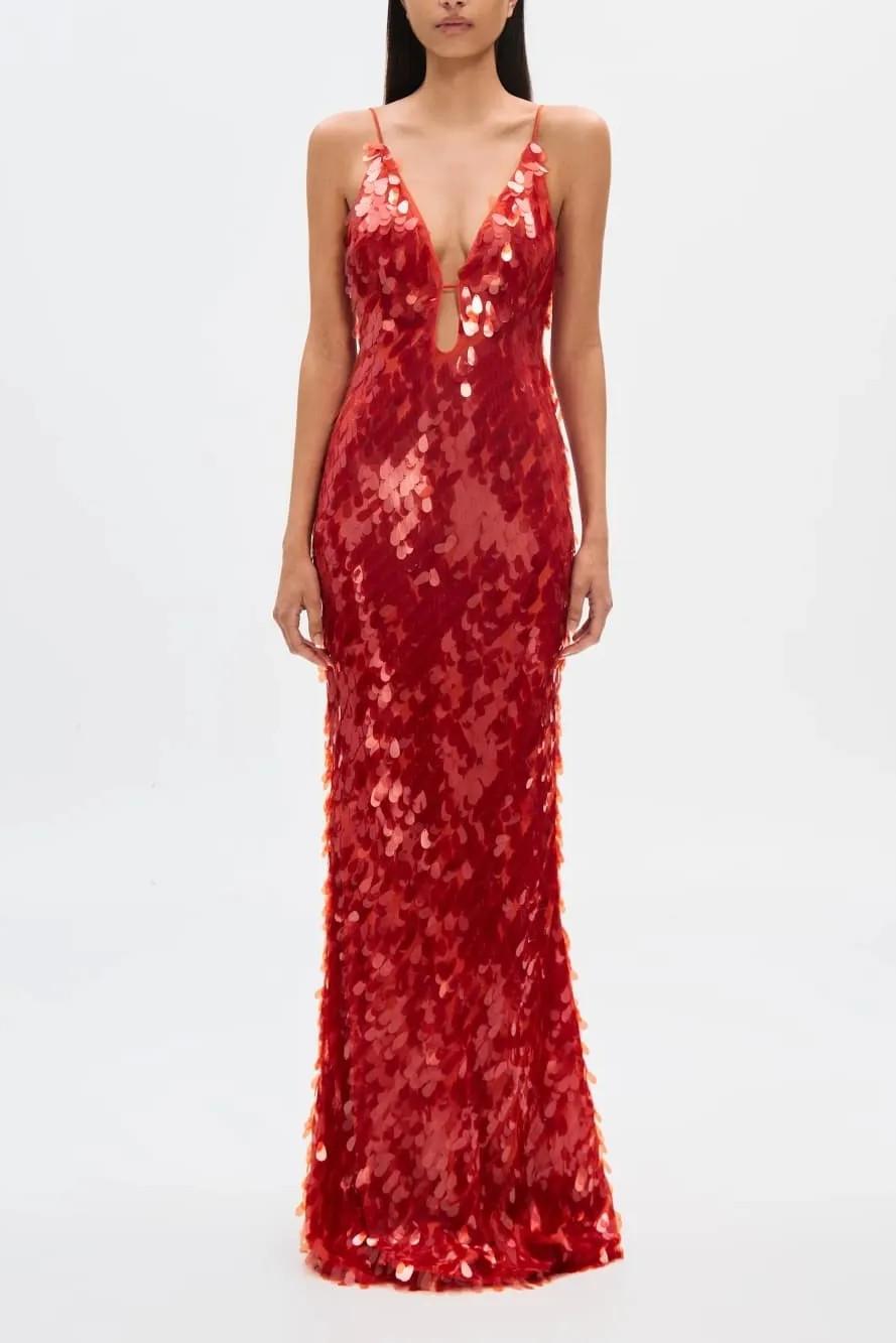 Kira | Sequin V-Neck Sleeveless Maxi Dress