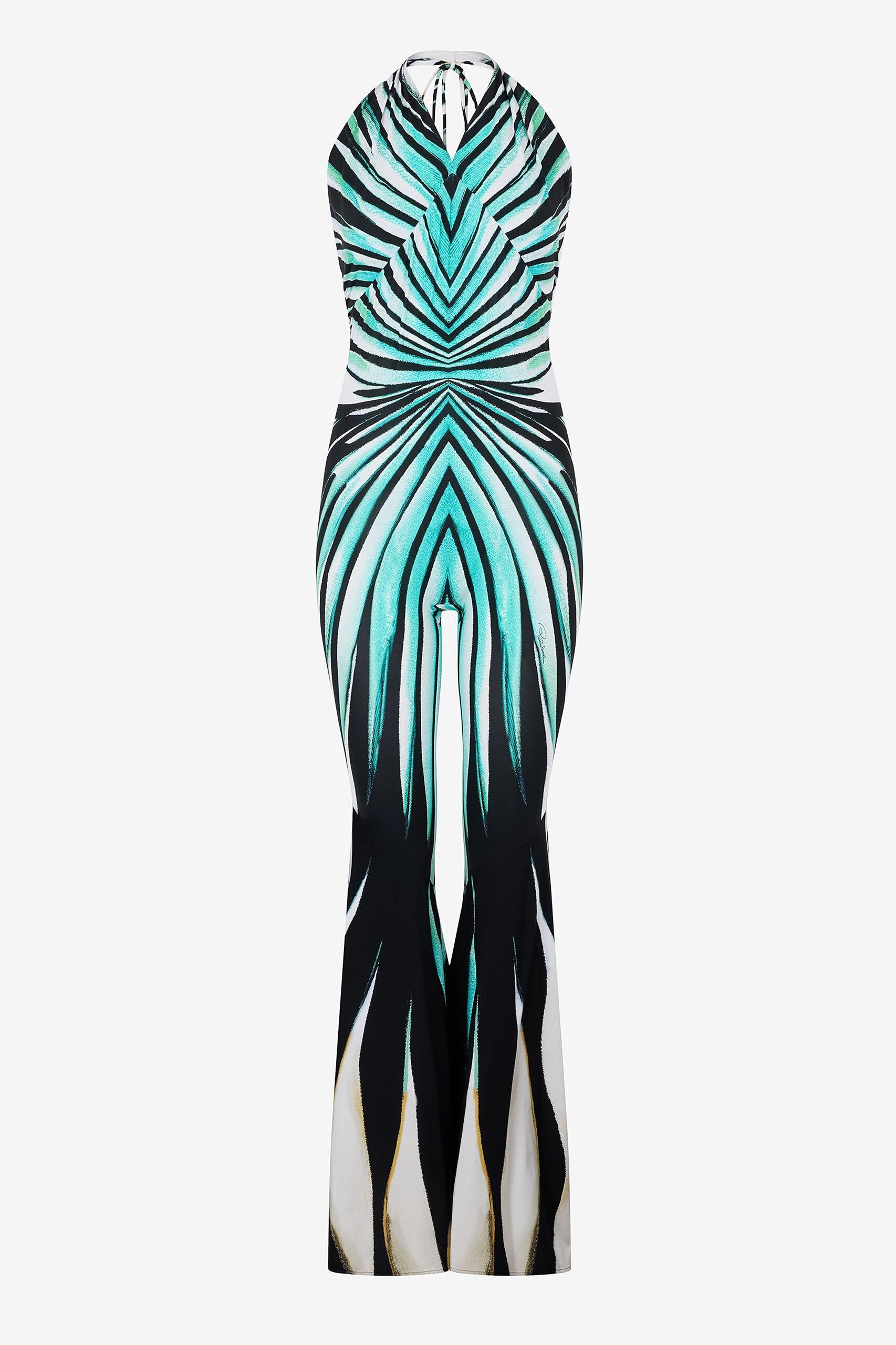 Celeste | Striped Cut-Out High Waist Jumpsuit