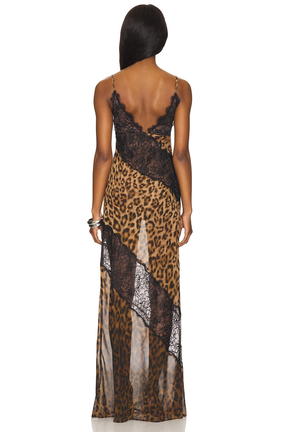 Opal | Leopard Lace Splice Sleeveless Maxi Dress