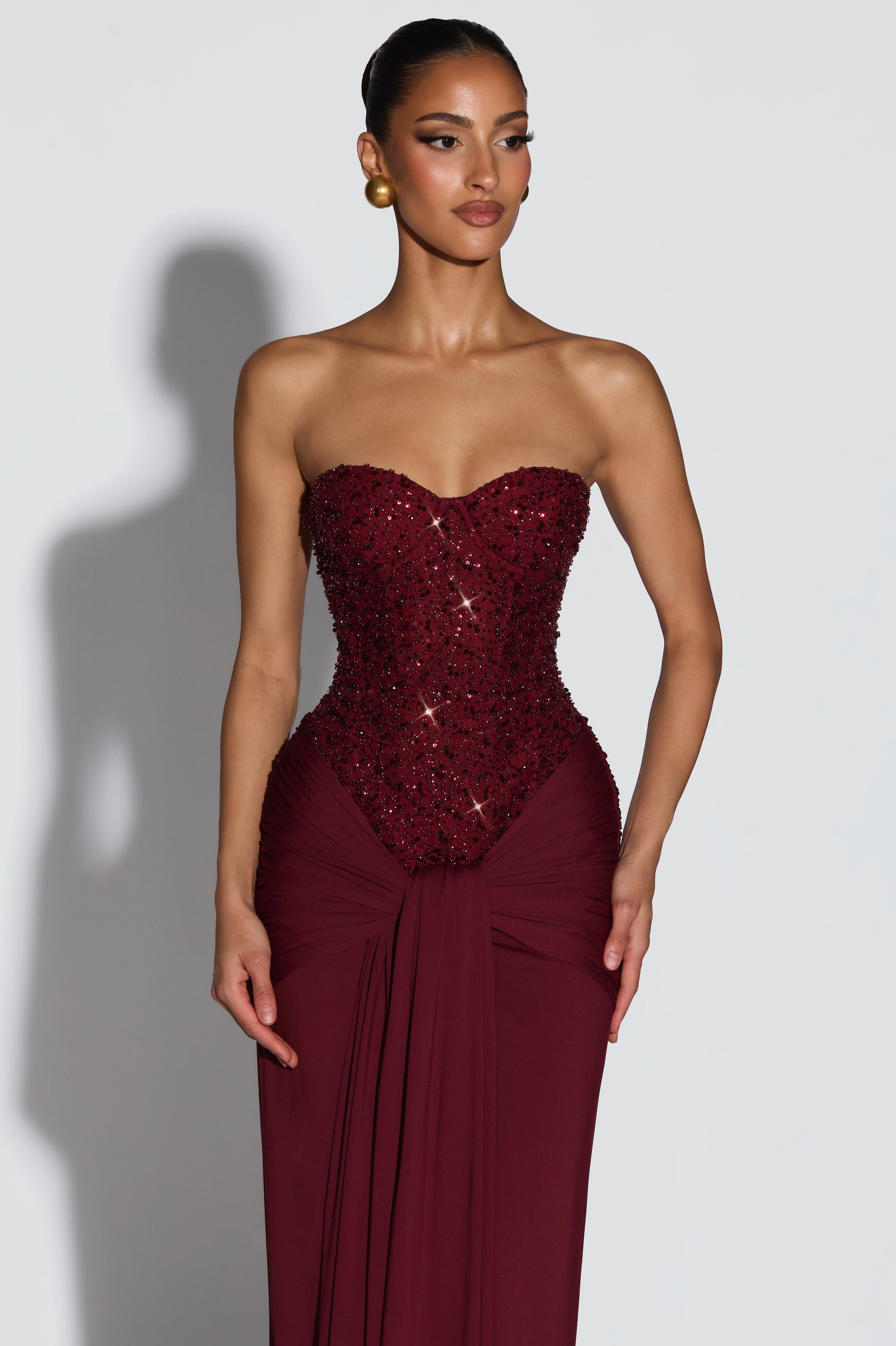Ada | Sequin Off-Shoulder Sweetheart Maxi Dress