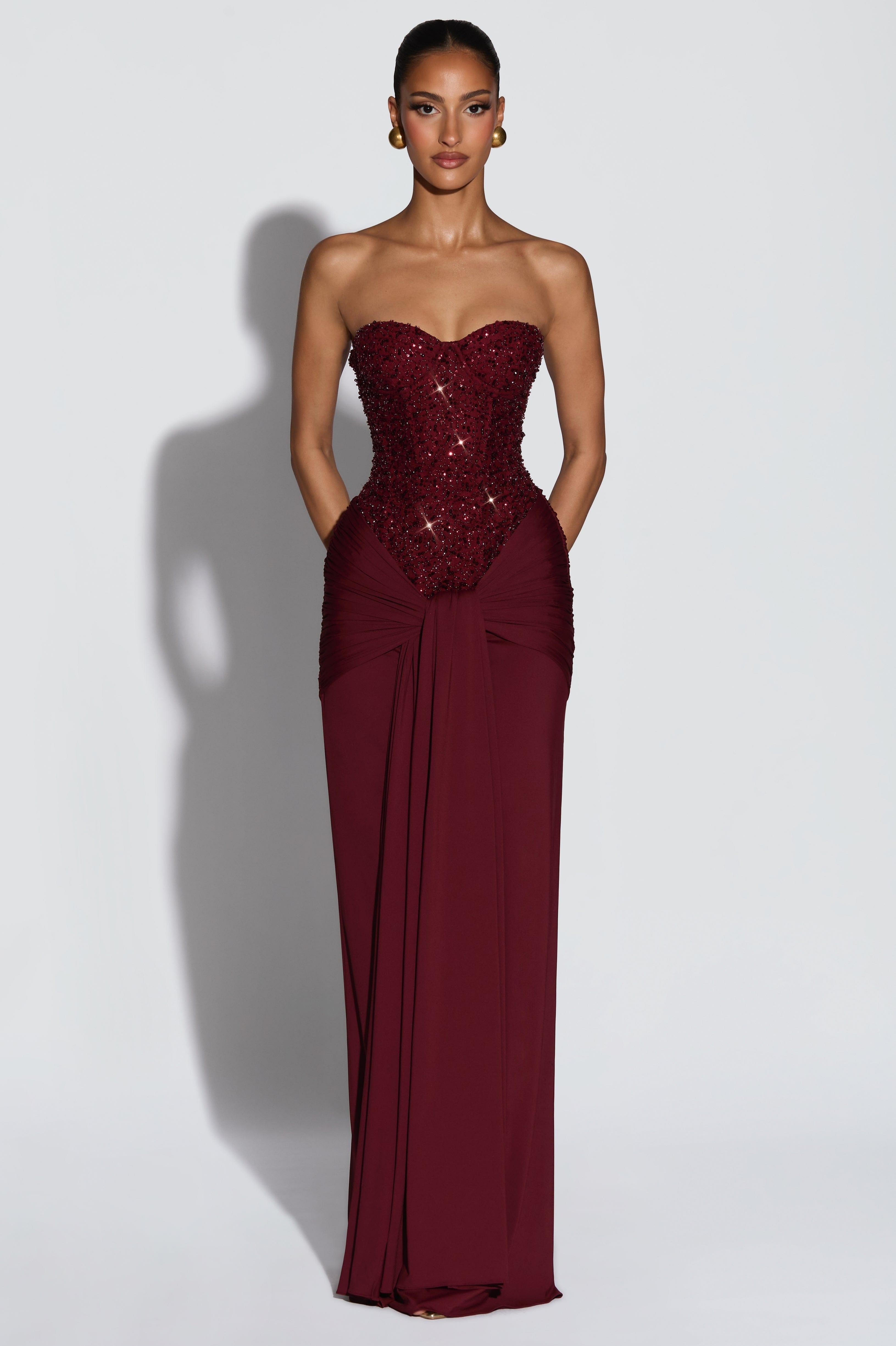 Ada | Sequin Off-Shoulder Sweetheart Maxi Dress