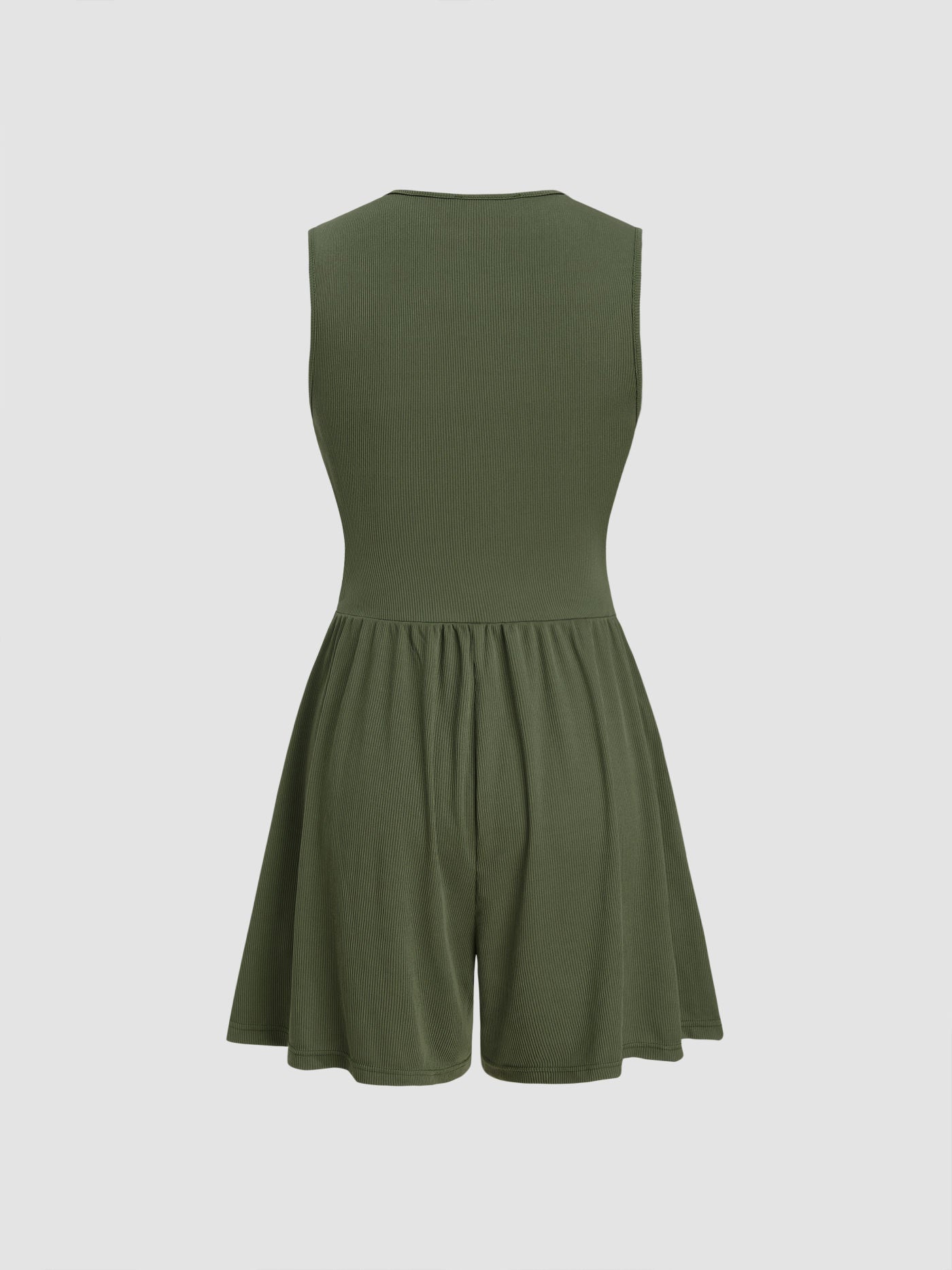 Kylie | V-neck Solid Ruched Pocket Romper
