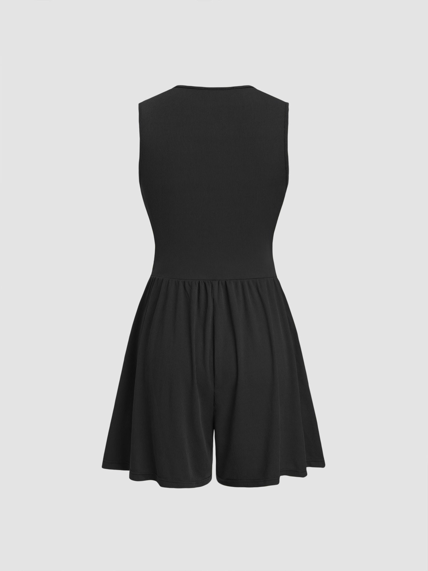 Kylie | V-neck Solid Ruched Pocket Romper