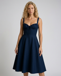 Stella | Midi Waist Cocktail Dress in Navy