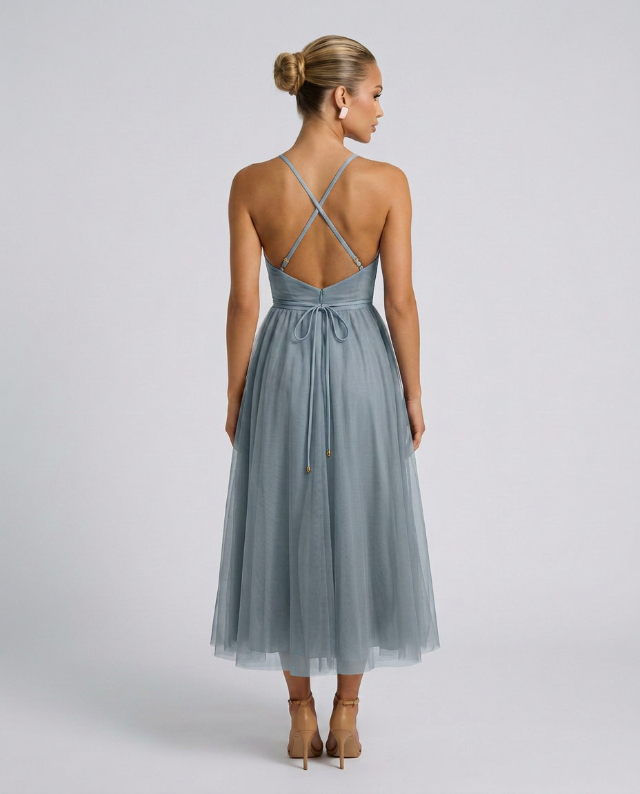 Camille | Corset Midi Gown in Chiffon