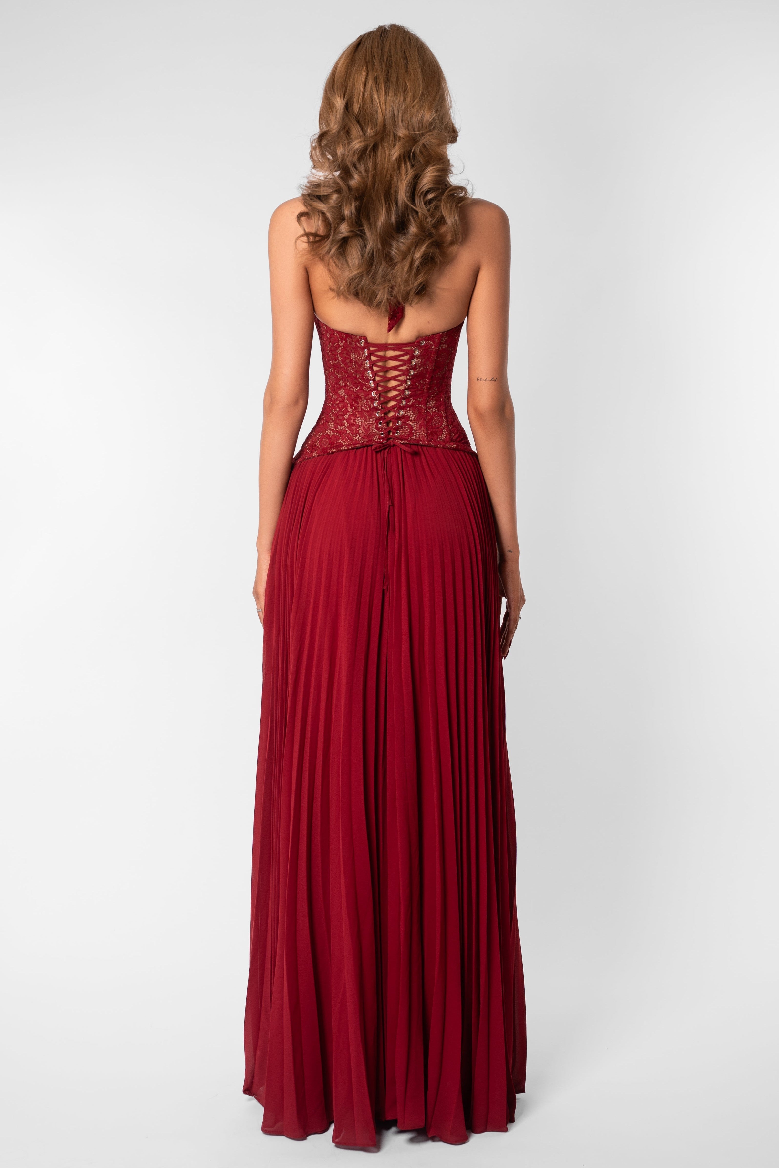 Zara | Sweetheart Lace Splicing Pleated Maxi Dress