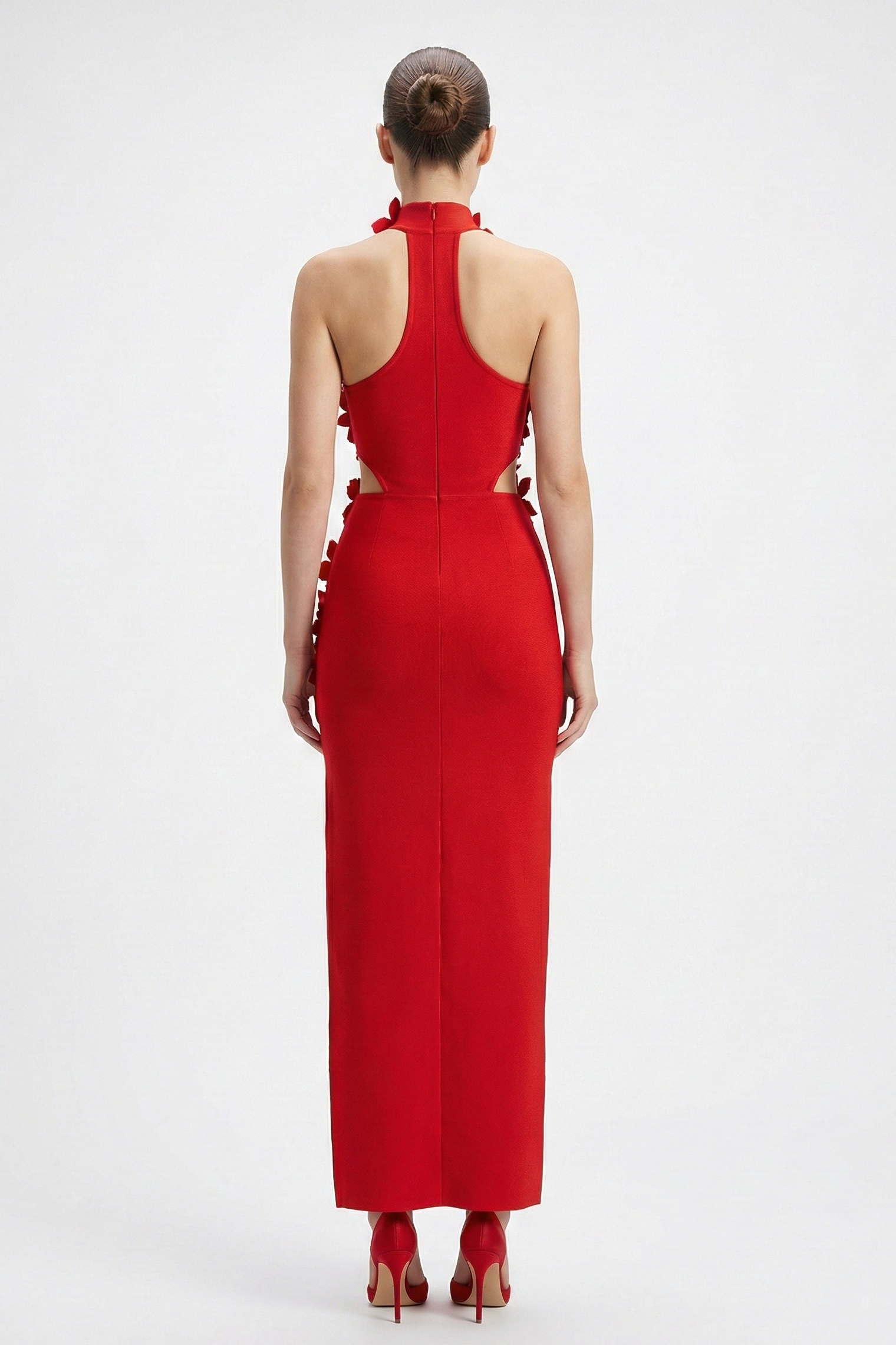 Kira | 3D Floral Halter Neck Bandage Maxi Dress