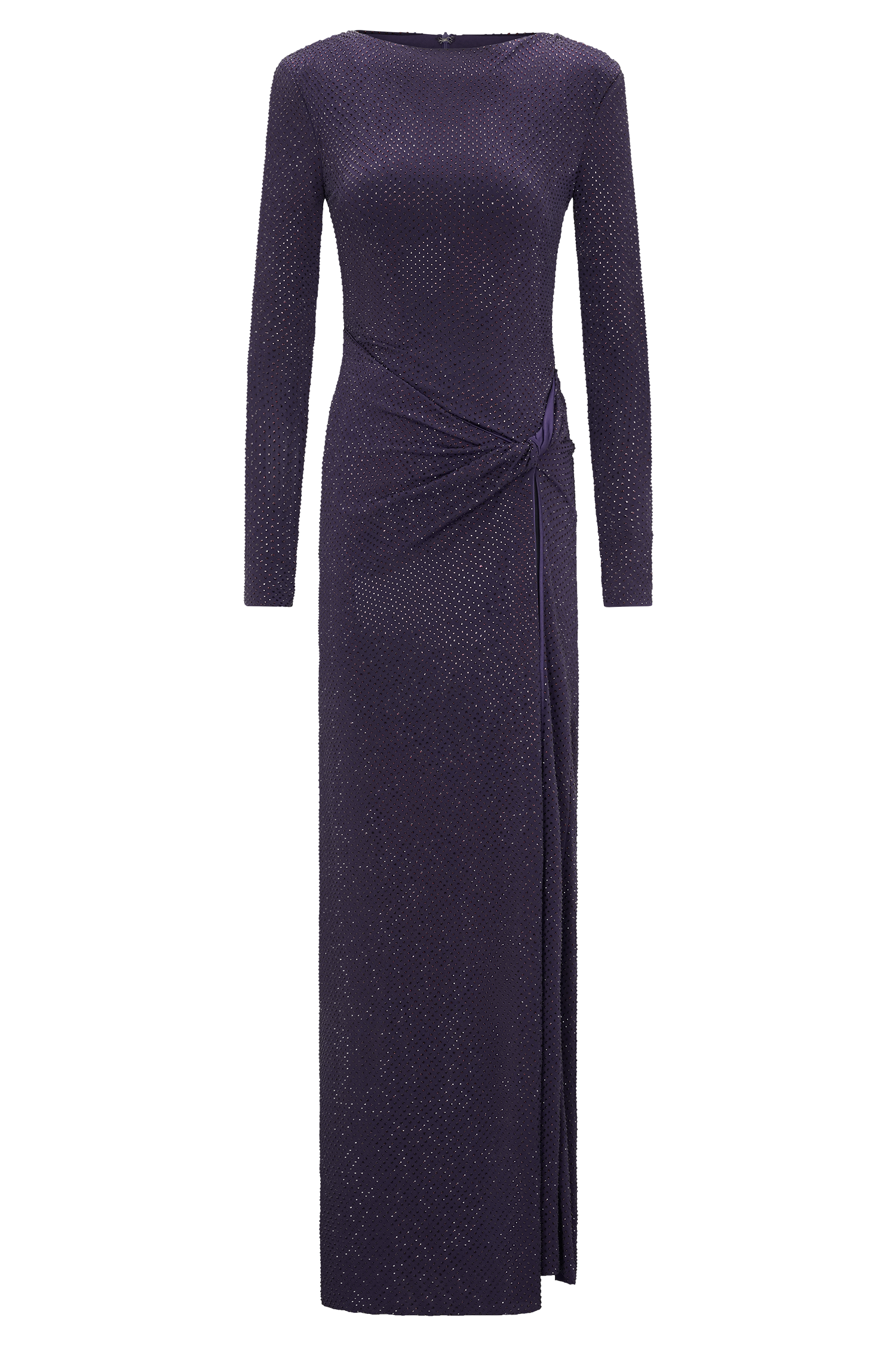 Stellan | Rhinestone Long Sleeve Slit Maxi Dress